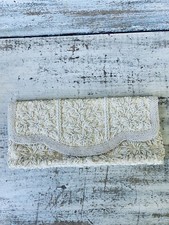 Vintage Beaded  Sequined Clutch Purse Ivory Color Evening Bag Holidays