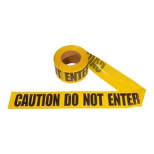 Barricade Tape, 3 in x 1000 ft, Yellow, "CAUTION DO NOT ENTER" 3 ROLLS 
