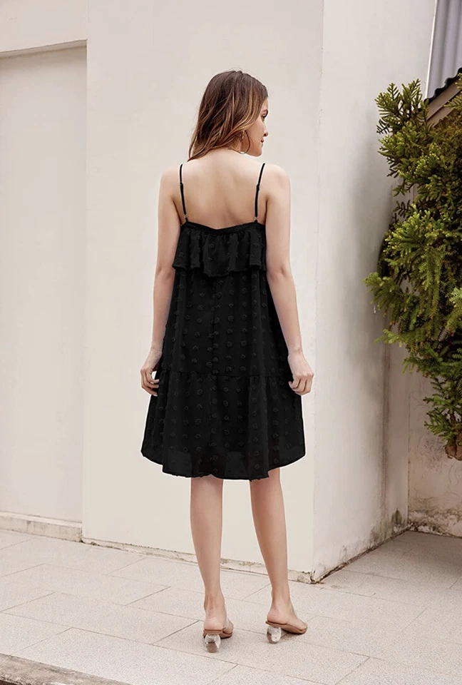 Vestido para mujer GRACE KARIN punto suizo envolvente cuello en V talla grande negro Foto 3 de 4