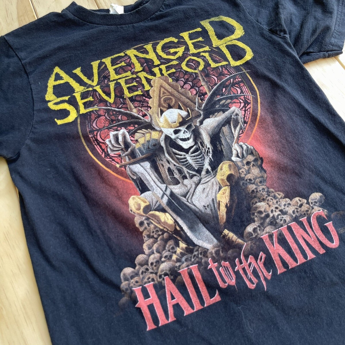 AVENGED SEVENFOLD ロックTシャツ バンドTシャツ 総柄Tシャツ Avenged Sevenfold T Shirt sz Small Heavy Metal Rock Punk