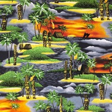 Vibrant Tropical Hawaiian Beach Paradise Sewing Cotton Poplin Fabric