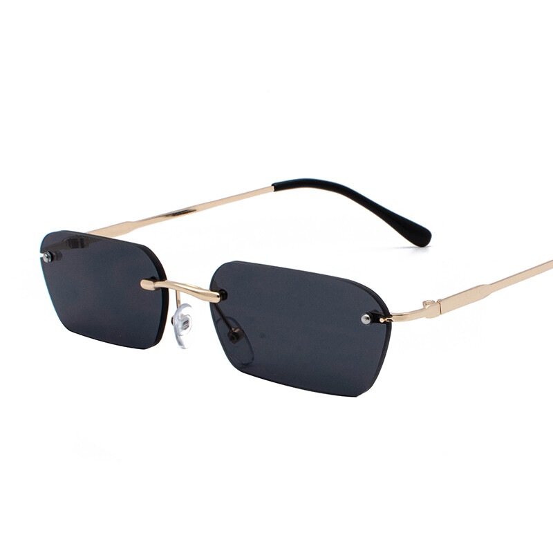 Rimless Rectangle Sunglasses Trendy Vintage Square Glasses  display picture 3