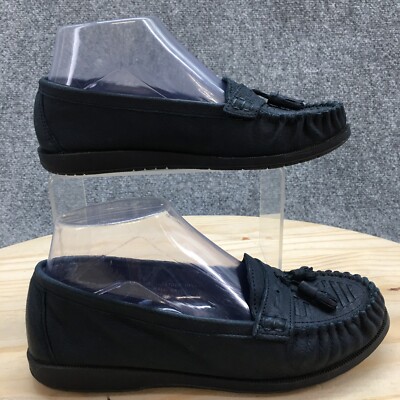 Pillows Shoes Womens 6.5 Loafers Kiltie Black Leather Moc Toe Comfort Low Top