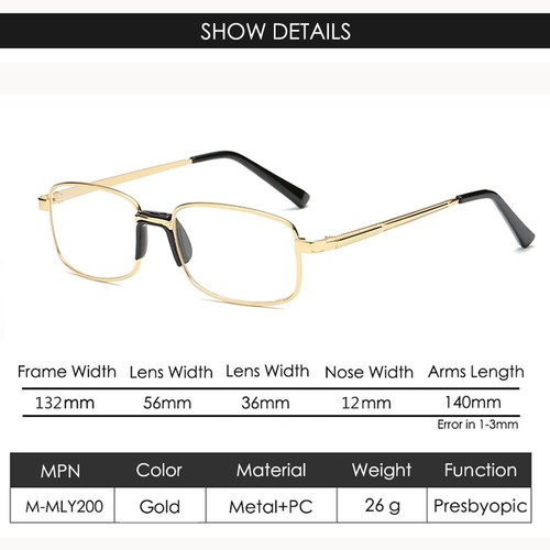 BIFOKAL Lesebrille Halbgestell +1,0-+4,0 Unisex GOLD Qualität Bifokal Neu mit Etikett - Bild 9 von 9