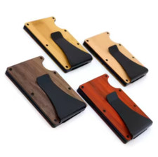 Wooden Wallet Card holder,  bamboo, walnut wood, can hold 6 cards, belt clip