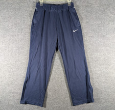 Nike Windbreaker Pants Mens Medium Track Joggers Athletic Gym Zip Ankles Navy