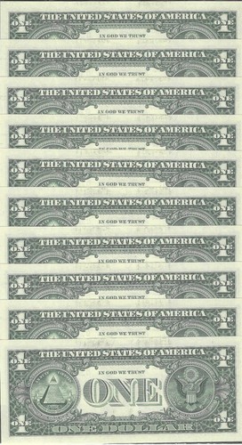 10 Consecutive 2009 $1 DA Block FRNs - Gem Crisp Uncirculated - Picture 2 of 2