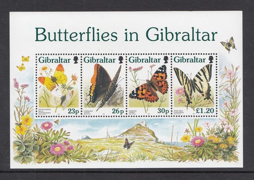 Gibraltar: 1997 Butterflies in Gibraltar Mini Sheet of 4 Stamps Mint MUH