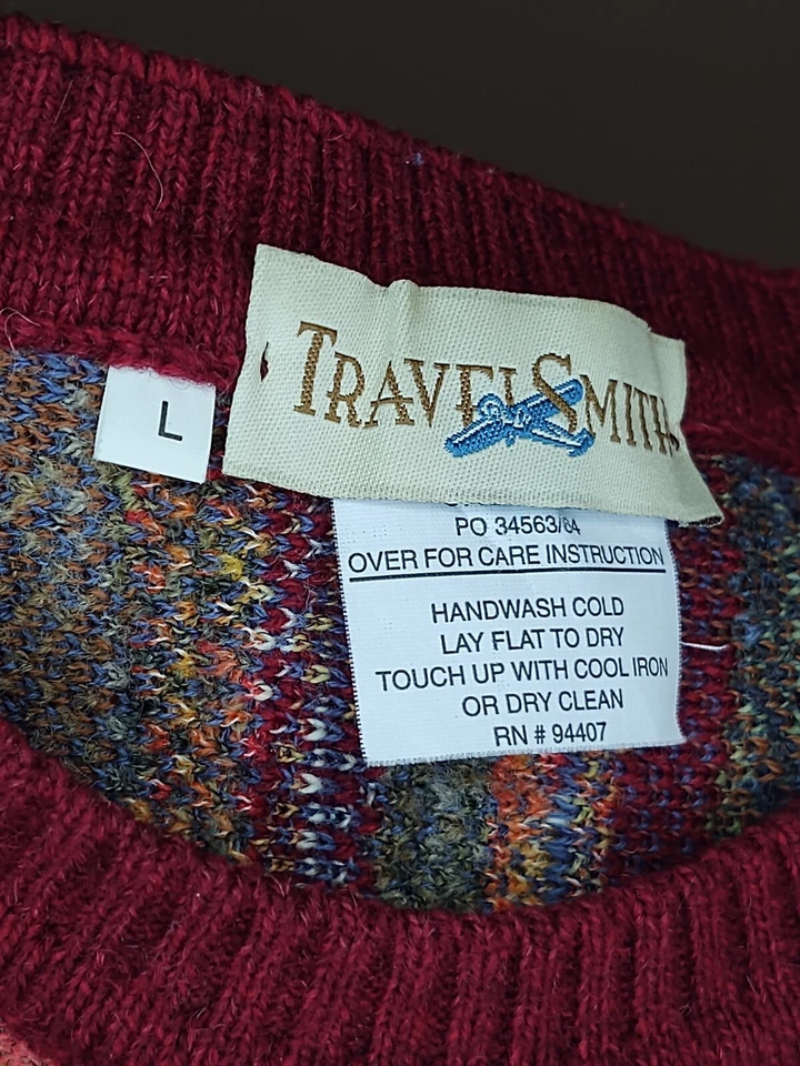 Suéter De Colección Años 90 Travel Smith Texturizado 3D Hip Hop Cosby Coogi Estilo Para Hombre’s L Foto 3 de 4