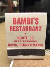 Older BAMBI'S RESTAURANT (Irwin, Pennsylvania) MATCHBOOK