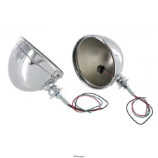 7" CHROME HEADLIGHT BUCKETS W/ WIRING HARNESS SET OF 2 VOLKSWAGEN T1 BUG BUGGY