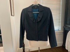 Signature by Larry Levine Ladies Ruffled Collared Blazer- Lined-Sz. 4 Dark Blue.