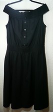 Black Sleeveless Cold Shoulder XL Drape Half Button Front Donna Karan New York