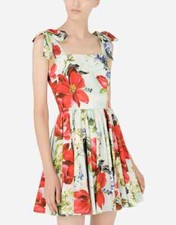 vestito abito donna elegante morbido corto smanicato colorato fiori GIPSY 13954