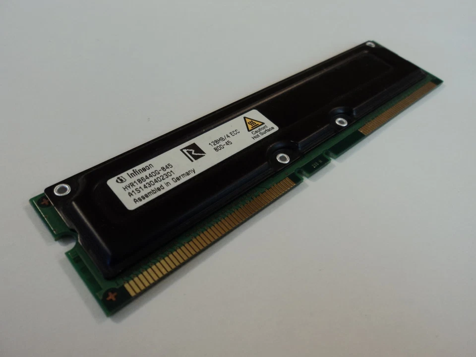 Infineon RAM Memory Module 128MB PC800-45 RDRAM RIMM non-ECC HYR166440G-845 - Image 2 of 4