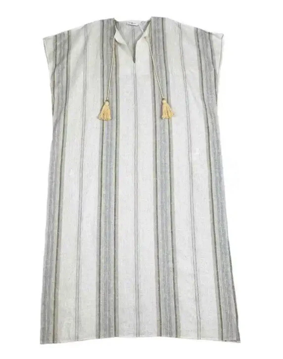 Новый с Ярлыками Tory Burch льняной кафтан платье маленький S кремовый мульти полоски курорт прикрытие - Изображение 2 из 4