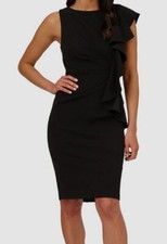 Adrianna Papell Women's Black Sleeveless Ruffled Dress Size 10