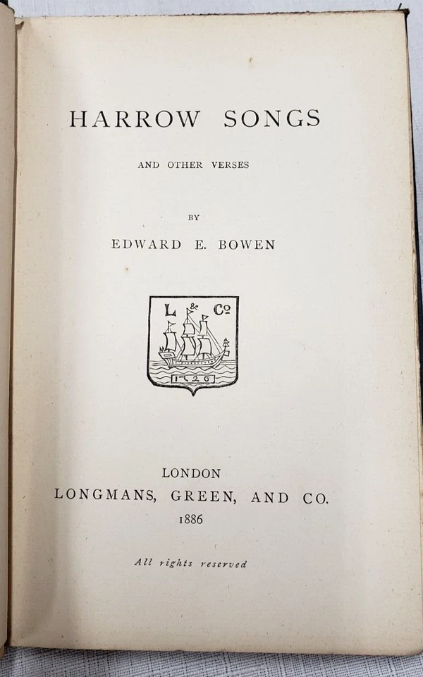 1886 HARROW SCHOOL LONDON SONG, Shoolmaster/Footballer Ed Bowen 2X победитель Кубка Англии - Изображение 3 из 4