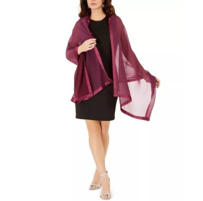 MSRP$48 Calvin Klein Elegant Satin-Trim Chiffon Evening Wrap ONE SIZE
