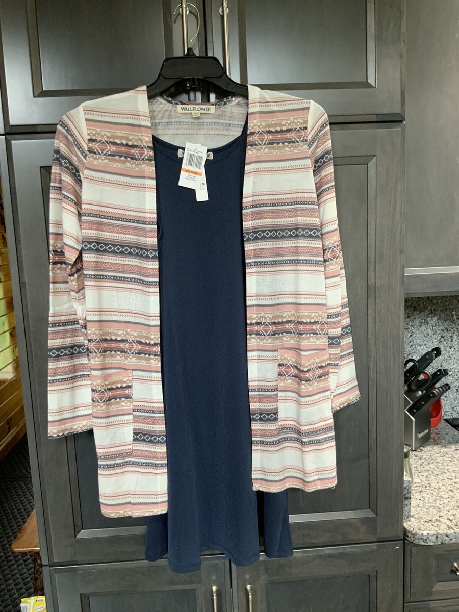 navy blue dress and cardigan SACAI