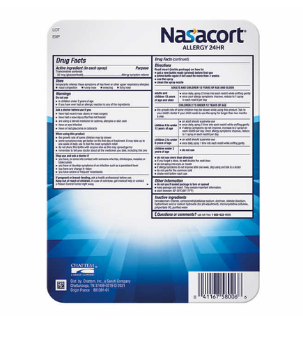 Nasacort Allergy 24 HR, 480 Metered Sprays, Exp. 11/2025 - FREE ...