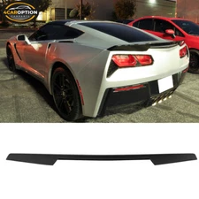 Fits 14-19 Chevrolet Corvette C7 Rear Trunk Spoiler Lip Wing Unpainted Black ABS