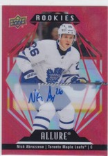 2022/23 ALLURE..NICK ABRUZZESE..ROOKIES..RED RAINBOw AUTO..# 122..MAPLE LEAFS