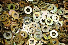 (1000) 3/8" SAE Flat Washers - Yellow Zinc Plated - ZYD
