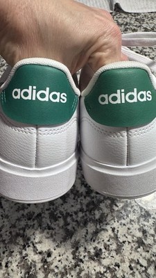ADIDAS Men's Size 10 White/Green Cloudfoam Advantage CL AW3914 Sneakers - New!