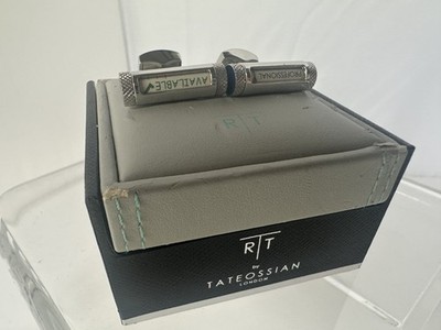 New TATEOSSIAN Men's Cufflinks Classic Cylindrical Silver Professional