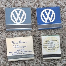 (4) Vintage VOLKSWAGEN / VW Matchbook MATCHES Unstruck & Struck QUAKER STATE