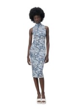 Edgy Streetwear Mod Bodycon Party Midi Marbled Zara Women’s Jacquard Dress M/L