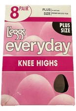 Multi 8 Pair Pack Suntan Plus Size L'eggs Knee Highs