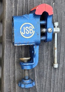 Vintage Blue JSB Clamp-on Mini Jewelers Vise w/Bench Clamp Japan