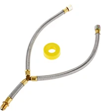 Aupoko Propane Y Splitter Connection Braided Pipe, 3/8" Gold, Silver, Yellow 