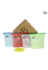 4 TOTAL Medium SET-Silicone Food Storage Bags Leakproof Reusable Bags with Stand