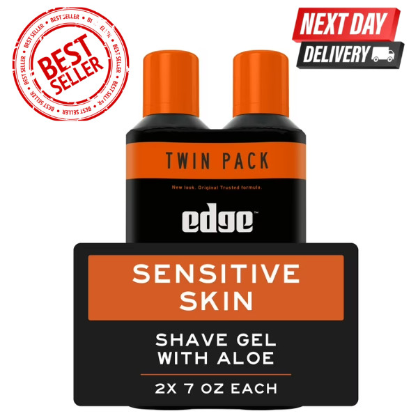Edge Sensitive Skin Shave Gel for Men with Aloe, Twin Pack, 