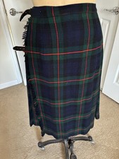 Vintage Plaid Tartan Wool Kilt, Small Size, Blue/green/red