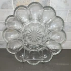 Anchor Hocking Vintage Deviled Egg Plate 10-inch Scalloped