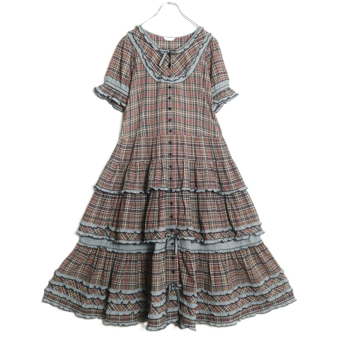 Pink HouseGingham Patchwork Overlay Ruffle Lawn D… - image 1