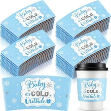 Yexiya 60 Pieces Christmas Baby It's Cold Outside Cup Large, Blue Silver 