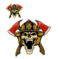 Aufkleber-Set Feuerwehrmann Totenkopf 7 X 6 Cm Helm Fireman Skull Decal Sticker