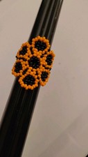 Hand Beaded Flower Ring