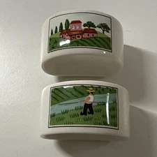 Villeroy & Boch Design Naif Napkin Rings Porcelain Luxembourg Germany Set of 2