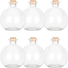 Decorative Glass Bottles W/ Cork Stoppers 9 fl oz. Potion Bottles / 6 Pcs