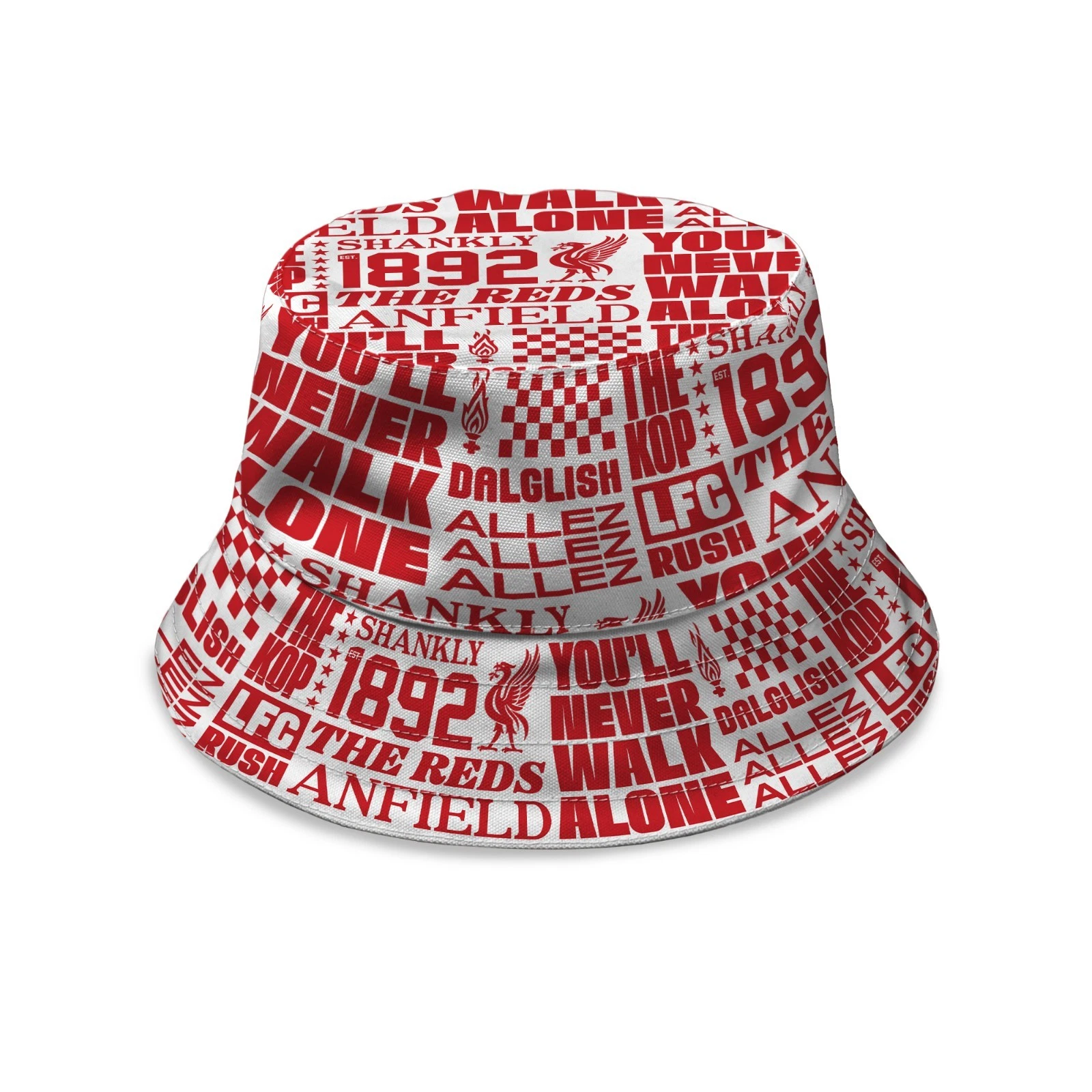 Liverpool Word Montage - Red & White - Bucket Hat