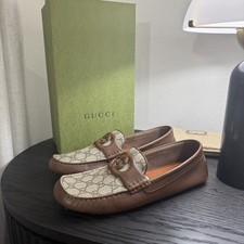 Gucci Interlocking G Supreme Driver Loafers Brown 12