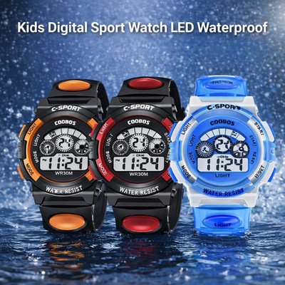 Kinder LED Digitaluhr Wasserdicht Alarm Hintergrundbeleuchtung Jungen Mädchen Sport UK