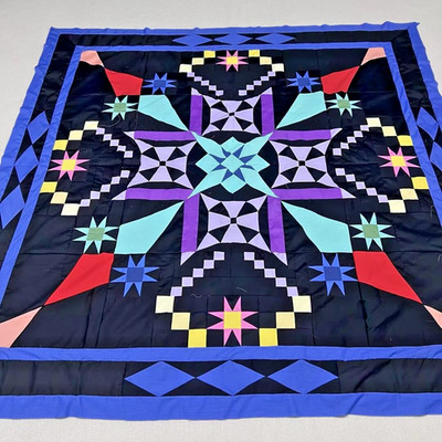 Handmade Chromatic Beauty Cotton Fabric Queen Size Patchwork quilt top/topper