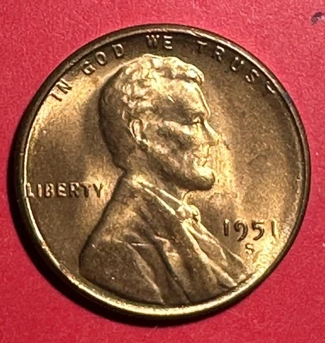 1951S US Choice Uncirculated LINCOLN Cent! "FULL RED" Old US Coin! San Francisco